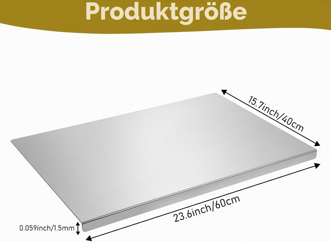 Sibosen Edelstahl Schneidebrett,60 x 40 cm Arbeitsplatte Knetbrett Metall Küchenbrett Spülmaschinenf