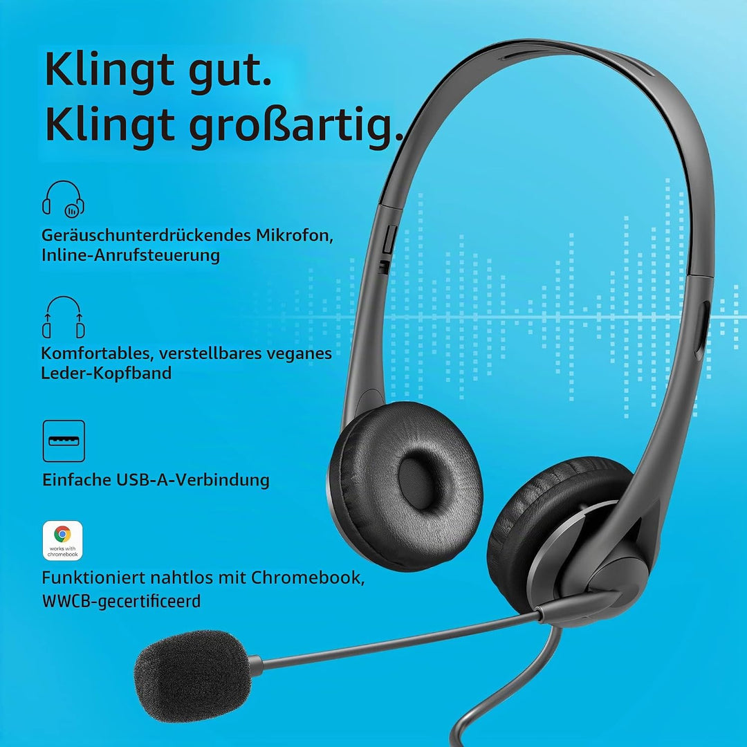 HP Wired USB-A Stereo Headset G2 Euro Schwarz, USB