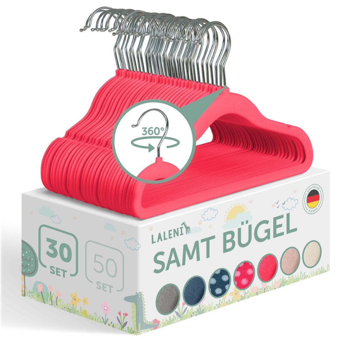 Laleni Kleiderbügel für Kinder, 30 Stück, platzsparende dreieckige Kleiderbügel mit Samt-Finish, rut