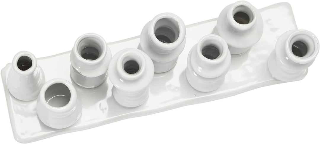Bloomingville Steingut, mit 8 Fächern Vase, Weiss, 11" L x 3" W x 5" H