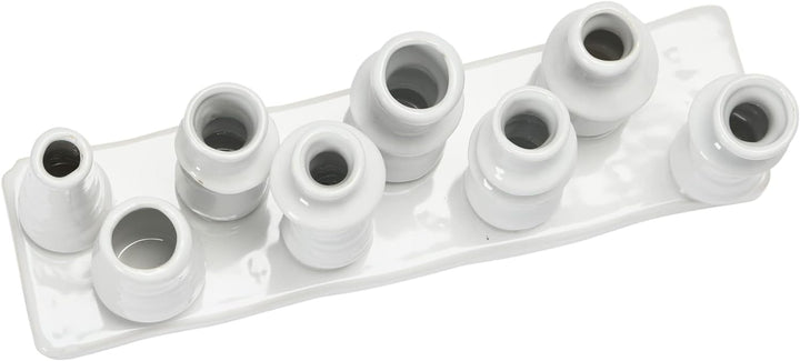 Bloomingville Steingut, mit 8 Fächern Vase, Weiss, 11" L x 3" W x 5" H