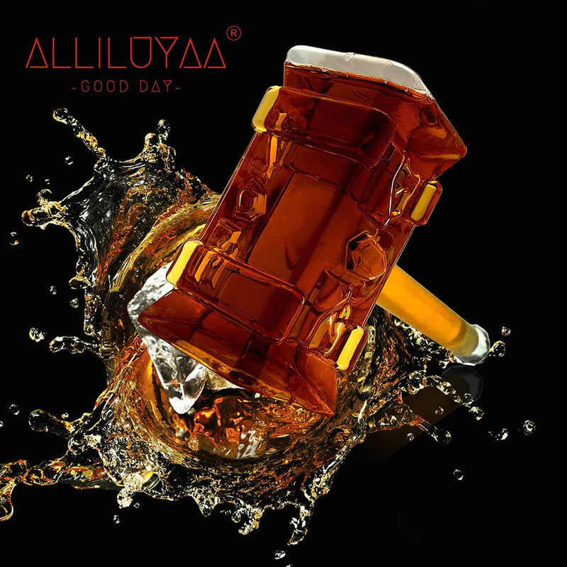 ALLILUYAA Whiskey Decanter,Handgemachte Thors Hammer Decanter,Transparent Creative Whisky Karaffe Ge