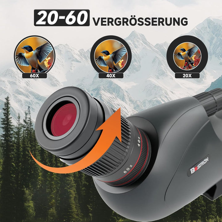 BOSTRON 20-60x82 mm Wasserdicht Spektive für das Zielschiessen,HD Spektive mit FMC BAK4-Prisma und 2