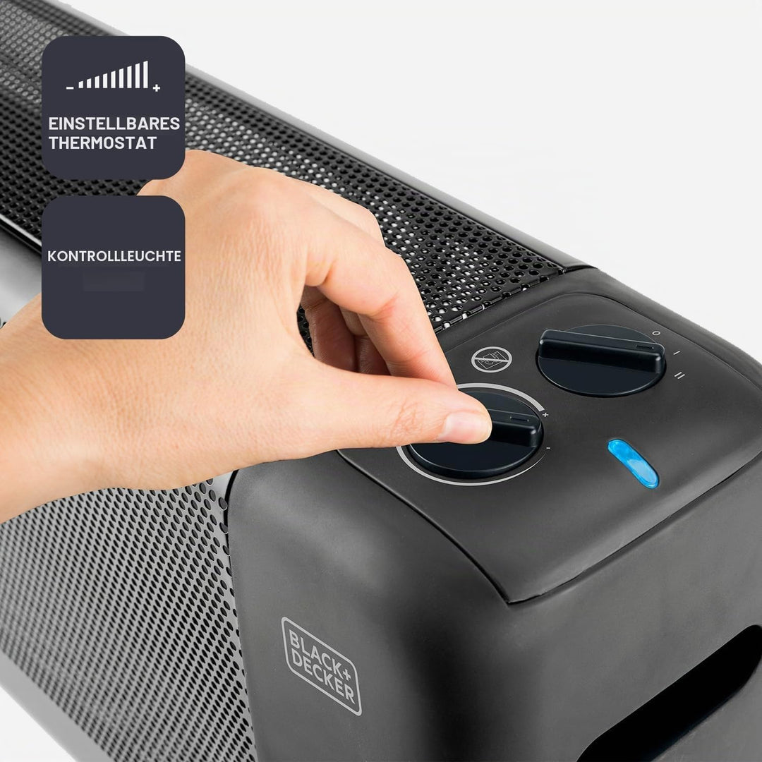 Black+Decker ES9350080B BXMRA1500E Radiator-Heizkörper mit Glimmerisolierung, 1500, Schwarz Heizkörp