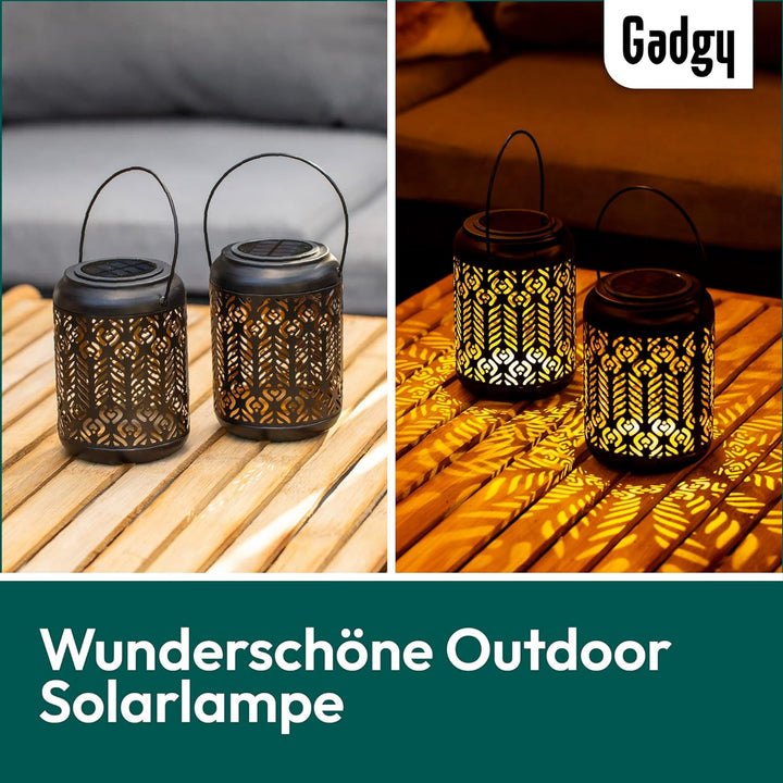 Gadgy Solarlaterne für Aussen Hängend | 2 Stück mit Pfau-Motiv | Solar Laternen für Draussen | LED L
