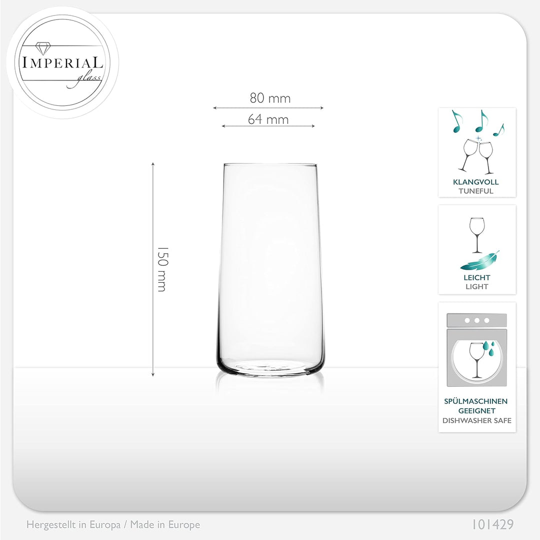 IMPERIAL Trinkgläser aus Glas 490ml (max.550ml) Set 6 Teilig Wassergläser Saftgläser Longdrinkgläser