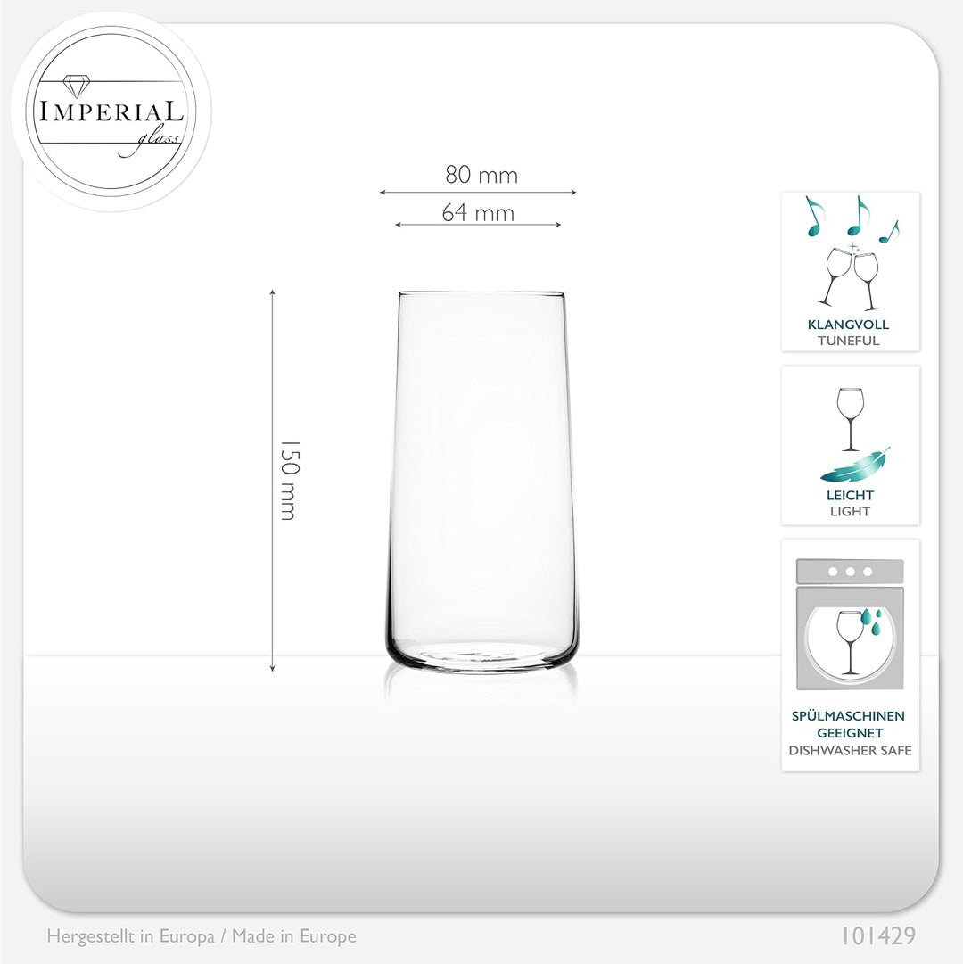 Trinkgläser aus Glas 490ml (max. 550ml) Set 12 Teilig Wassergläser Saftgläser Longdrinkgläser Cockta
