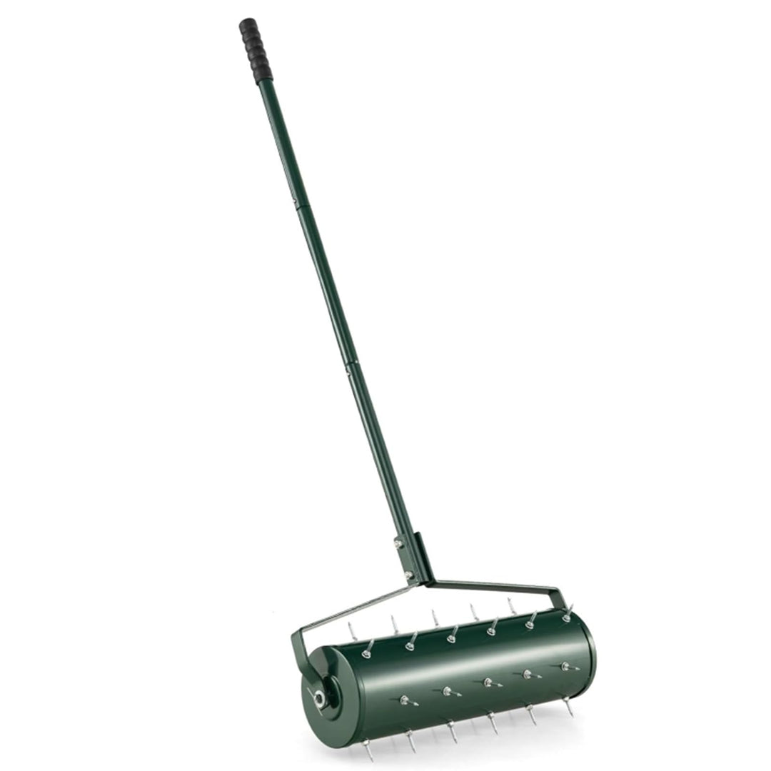 RELAX4LIFE Rollender Rasenlüfter, Rasenrolle mit 53 cm Breite, Handvertikutierer mit Stiel & Nägeln,