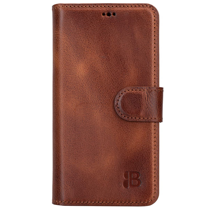 Burkley Leder Handyhülle für iPhone 13 Pro Max Leder Book Case Handytasche mit Magnetverschluss, 360