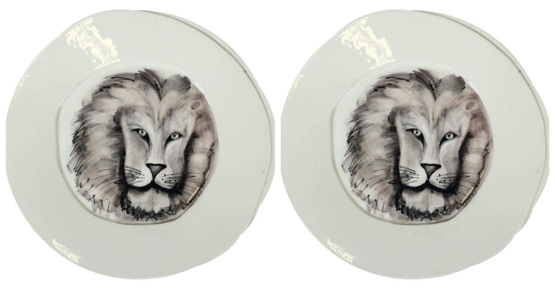 CREAFLOR HOME 2er Set Speiseteller, Essteller Safari Löwe D. 27cm Keramik Virginia Casa