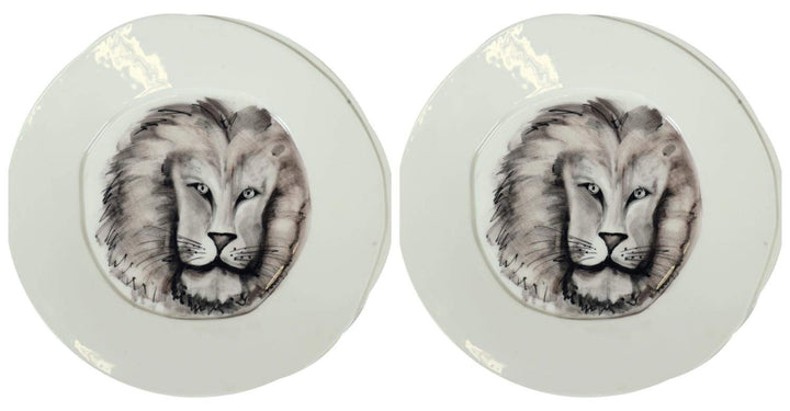 CREAFLOR HOME 2er Set Speiseteller, Essteller Safari Löwe D. 27cm Keramik Virginia Casa