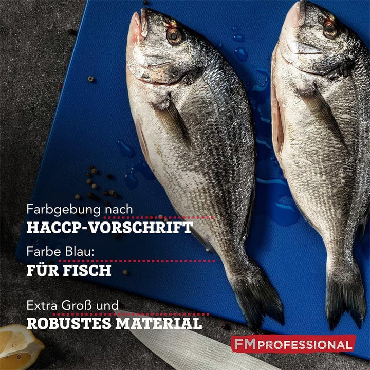 Schneidebrett aus Kunststoff Extra Gross – Farbe Blau: Für Fisch – Farbcodierung nach HACCP – Profi