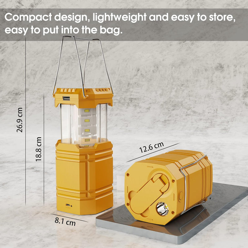 Solar Camping Laternen Wiederaufladbare mit Handkurbel, LED-Taschenlampe Lampe ohne Stromanschluss,