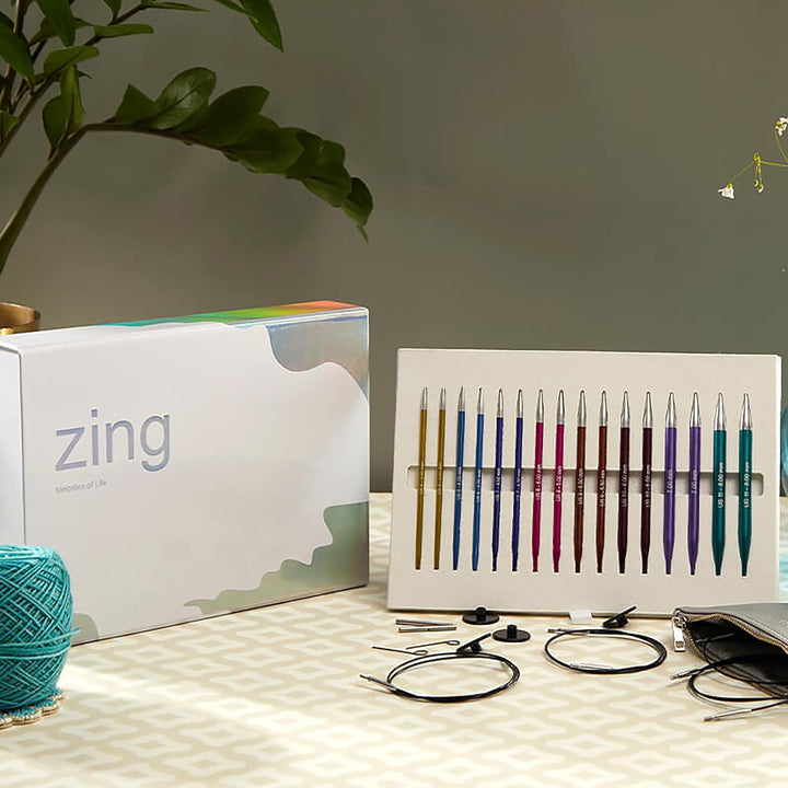 KnitPro Deluxe-Geschenkset – Zing austauschbare Rundstricknadeln (3,50–8,00 mm) mit Zubehör