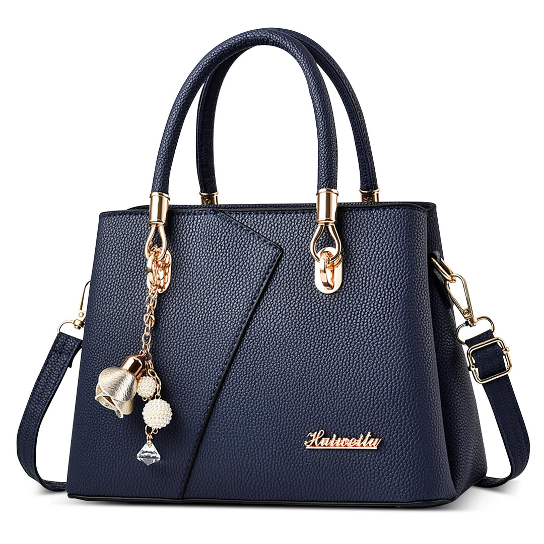 DORRISO Mode Handtasche Damen Elegant Tote Tasche mit Schickem Blumenanhänger Henkeltasche für Einka