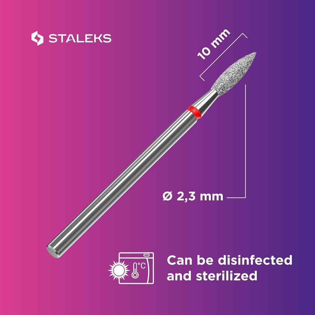 Staleks Pro - Diamant bit - flamme (roter ring) I aufsatz für nagelfräzer I bits für apparative mani