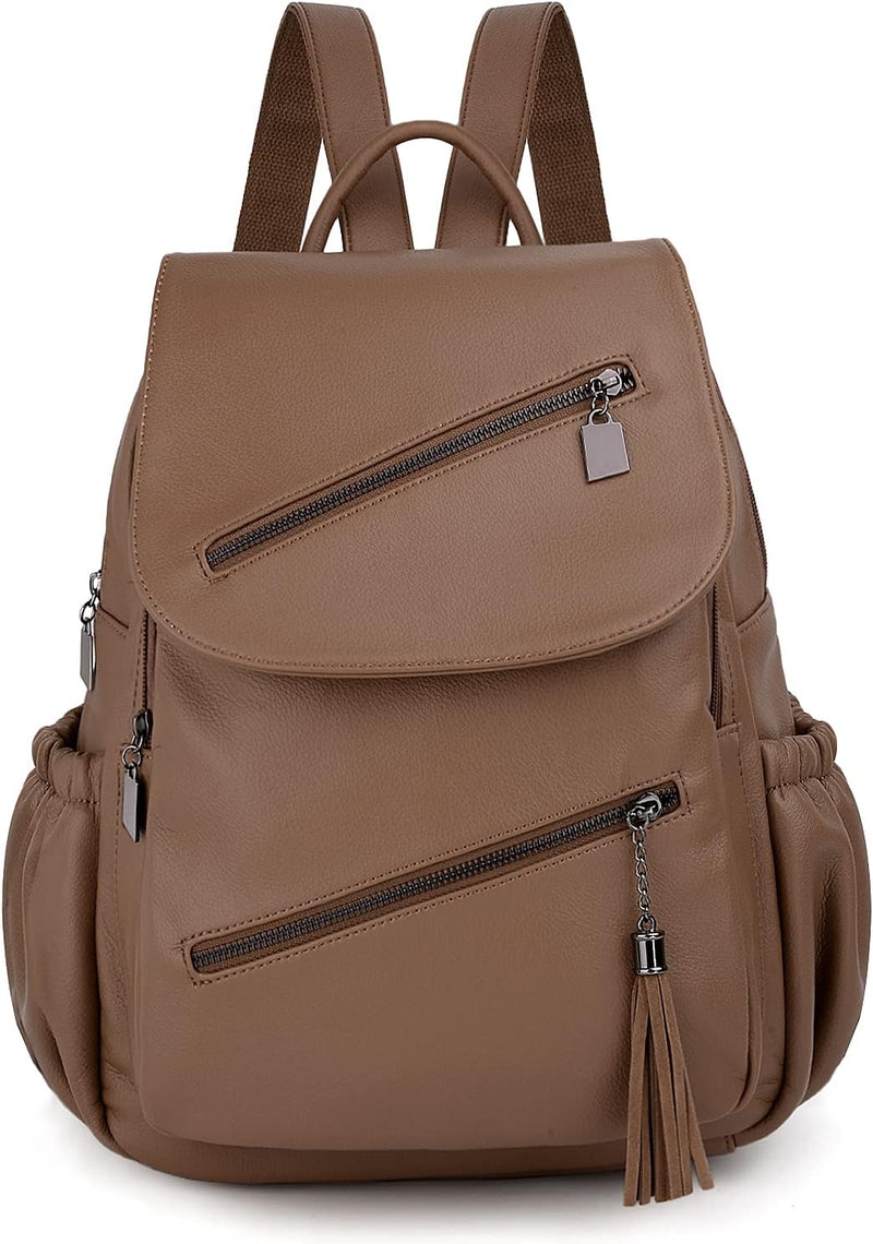 UTO Damen Rucksack gewaschenes PU Leder Reisetasche Grosse Kapazität Für Frauen Schultertasche Multi