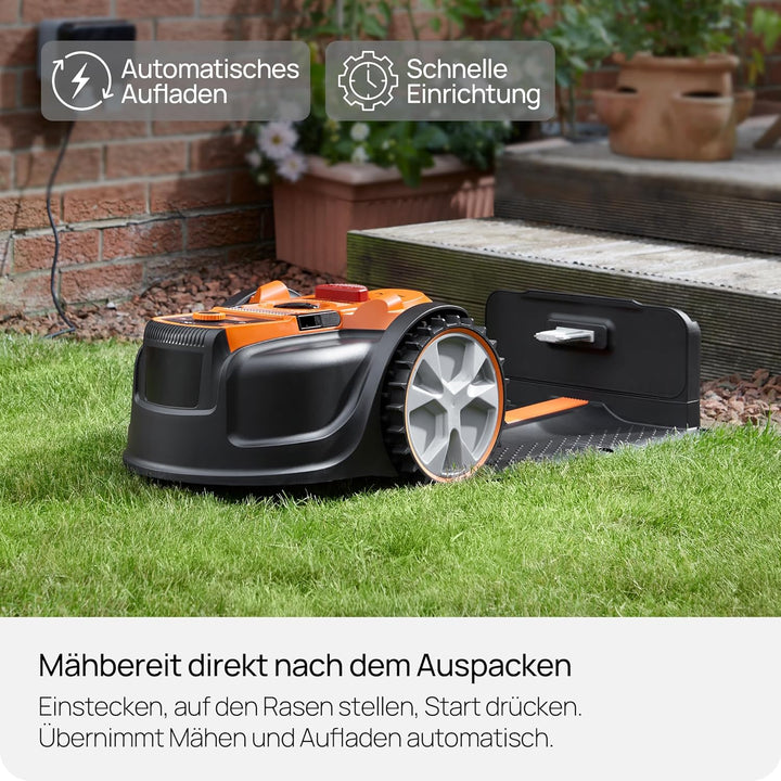 LawnMaster Roboter-Rasenmäher mit Kamera-Navigation, App und Ladestation. Auto-Charge. Ohne Begrenzu