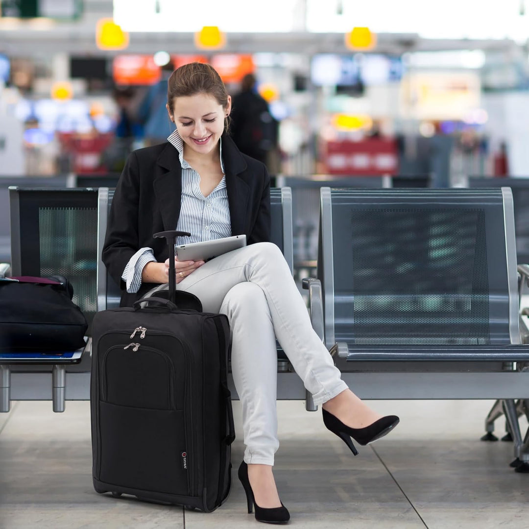5 Cities Leichte Reisetasche mit 55 cm Rädern Schwarz, Schwarz