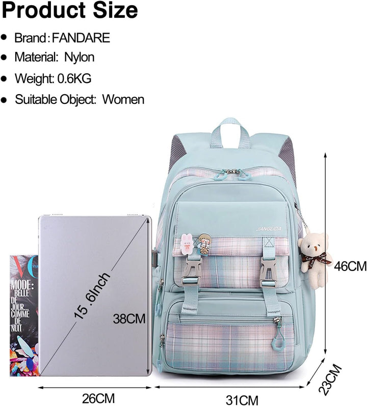 FANDARE Schulrucksack Schulrucksack Schultasche Herren Damen Rucksack Schulranzen für Outdoor Reise