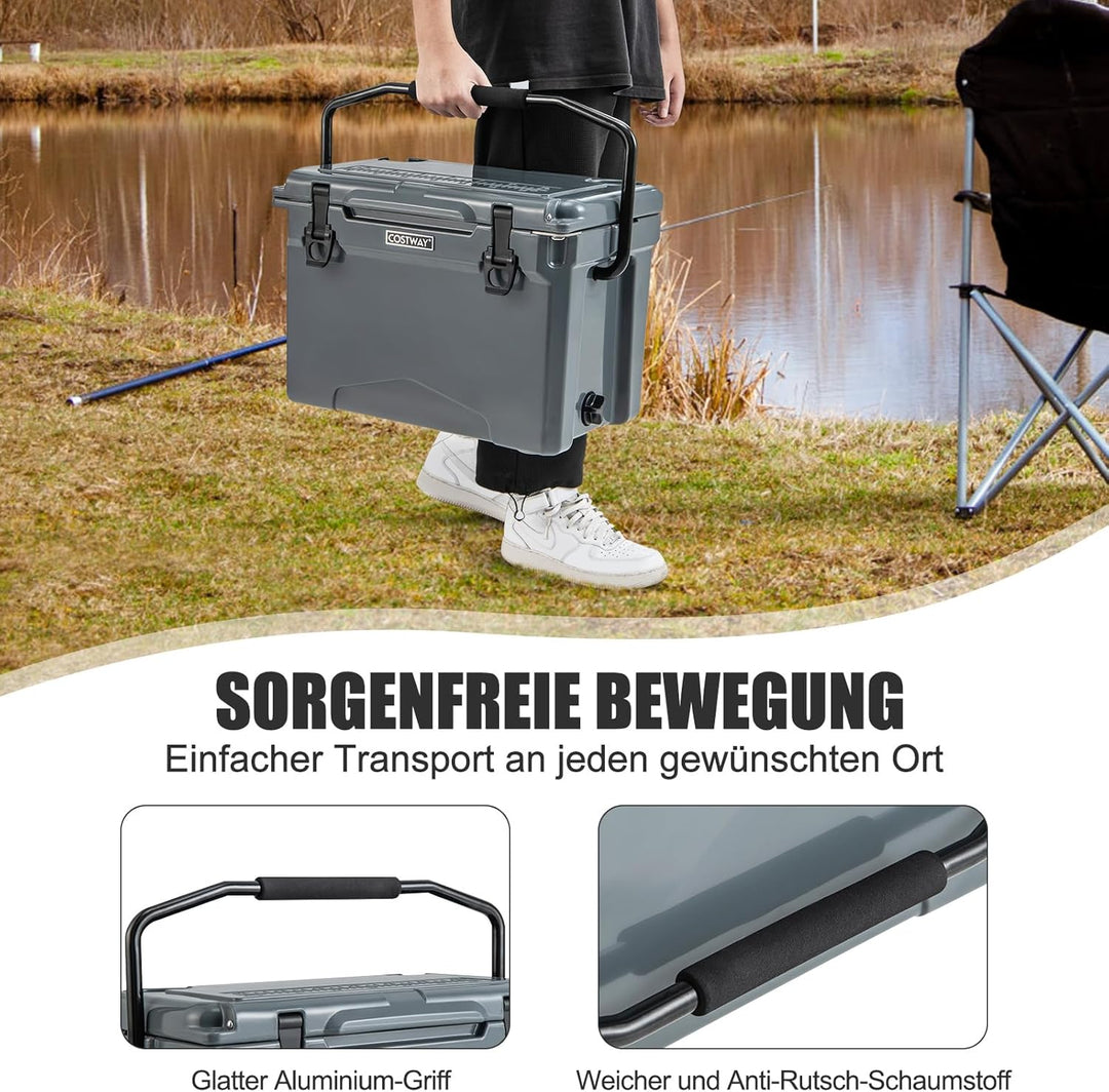 COSTWAY 21L Isolierbox Kühlbox tragbar, Wärmebehälter mit Flaschenöffner und Griff, Thermobox Speise