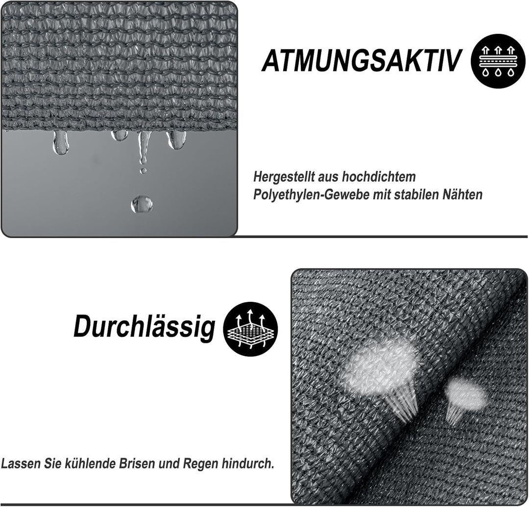 SUNNY GUARD Sonnensegel Rechteckig 2.5x3m Sonnenschutz Atmungsaktiv HDPE UV Schutz für Balkon Terras