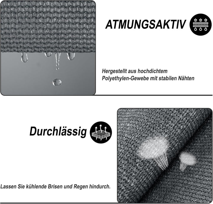 SUNNY GUARD Sonnensegel Rechteckig 2.5x3m Sonnenschutz Atmungsaktiv HDPE UV Schutz für Balkon Terras