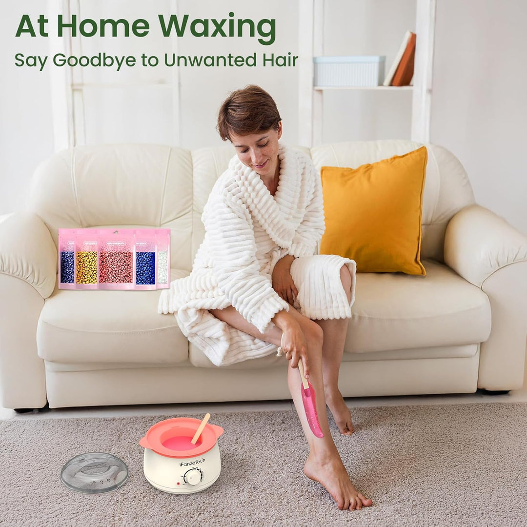 Waxing Set Wachs Haarentfernung Frauen Männer: Warmwachs Haarentfernung - Wachswärmer Gerät mit Sili
