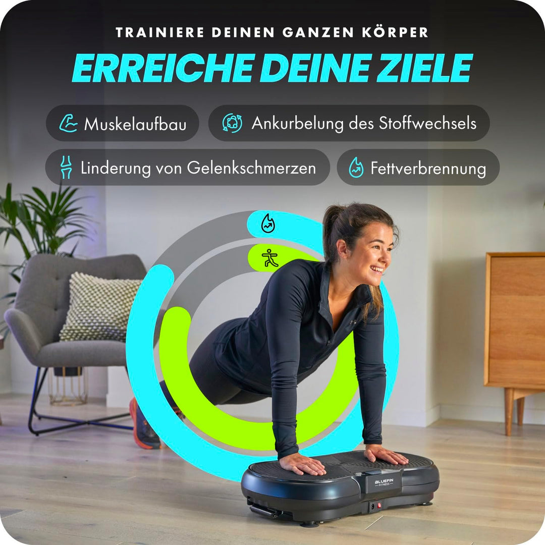 Bluefin Fitness Vibrationsplatte | Fettverbrennung, Muskelaufbau & Ganzkörpertraining | Kompaktes De