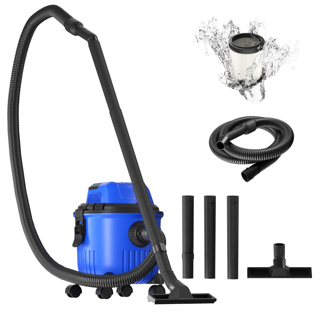 HSHa Industriestaubsauger Mit Blasfunktion, 15 Liter Nasssauger Trockensauger, 2 IN 1 Kurze Saugdüse