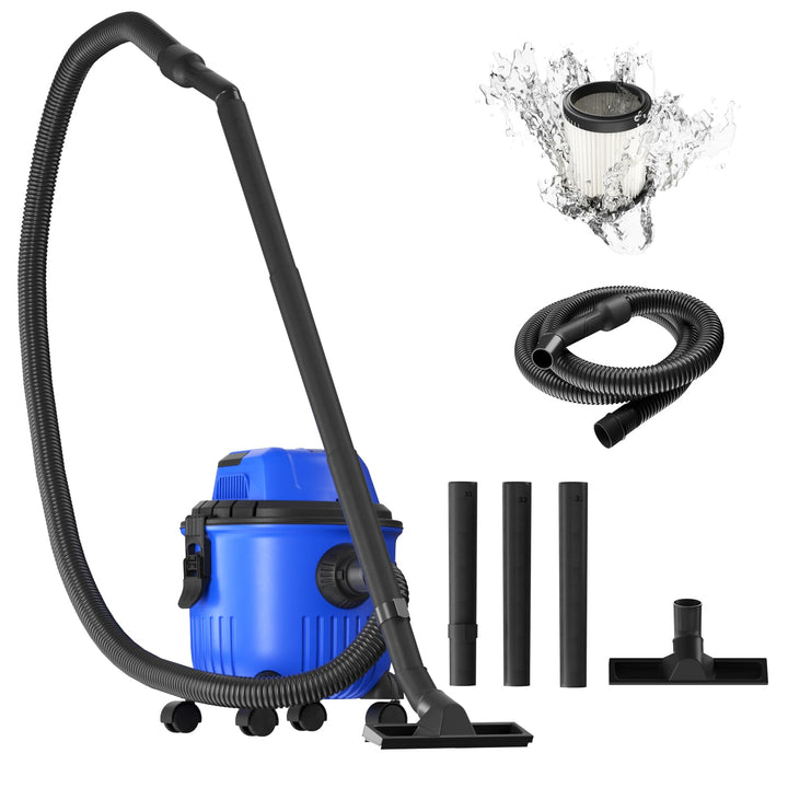 HSHa Industriestaubsauger Mit Blasfunktion, 15 Liter Nasssauger Trockensauger, 2 IN 1 Kurze Saugdüse