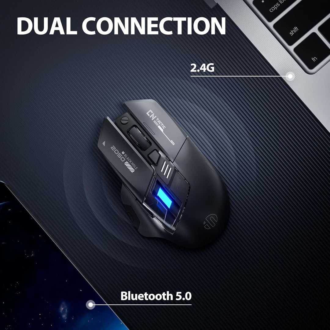 inphic A9 Explorer Bluetooth Maus, Dual-Mode Bluetooth 5.0/2.4G Maus kabellos Aufladbar, 2400 DPI, R