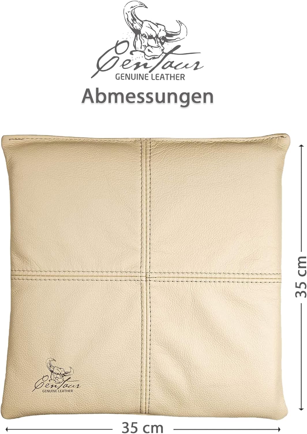 Centaur - Hochwertiges Leder Sitzkissen - Champagner Beige 35x35 cm - Ideal für Stuhl oder Sitzbank