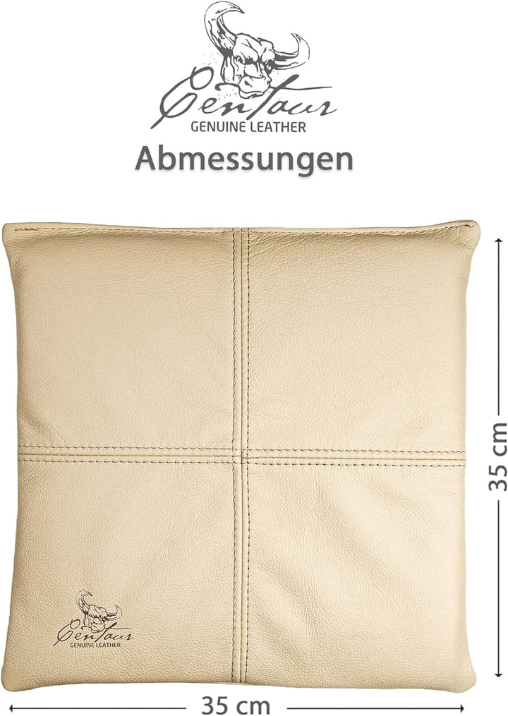 Centaur - Hochwertiges Leder Sitzkissen - Champagner Beige 35x35 cm - Ideal für Stuhl oder Sitzbank
