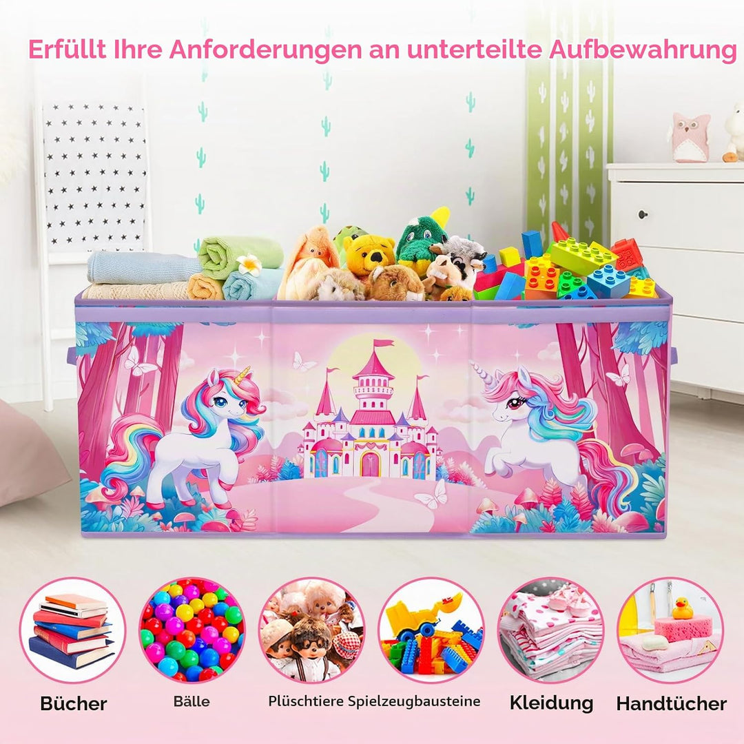 Extra Gross Aufbewahrungsbox mit Deckel Kinder, Zusammenklappbare Oxford-Spielzeugkiste mit Griff fü