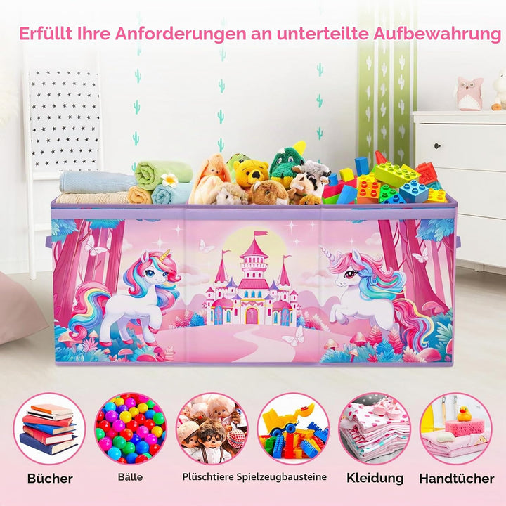 Extra Gross Aufbewahrungsbox mit Deckel Kinder, Zusammenklappbare Oxford-Spielzeugkiste mit Griff fü