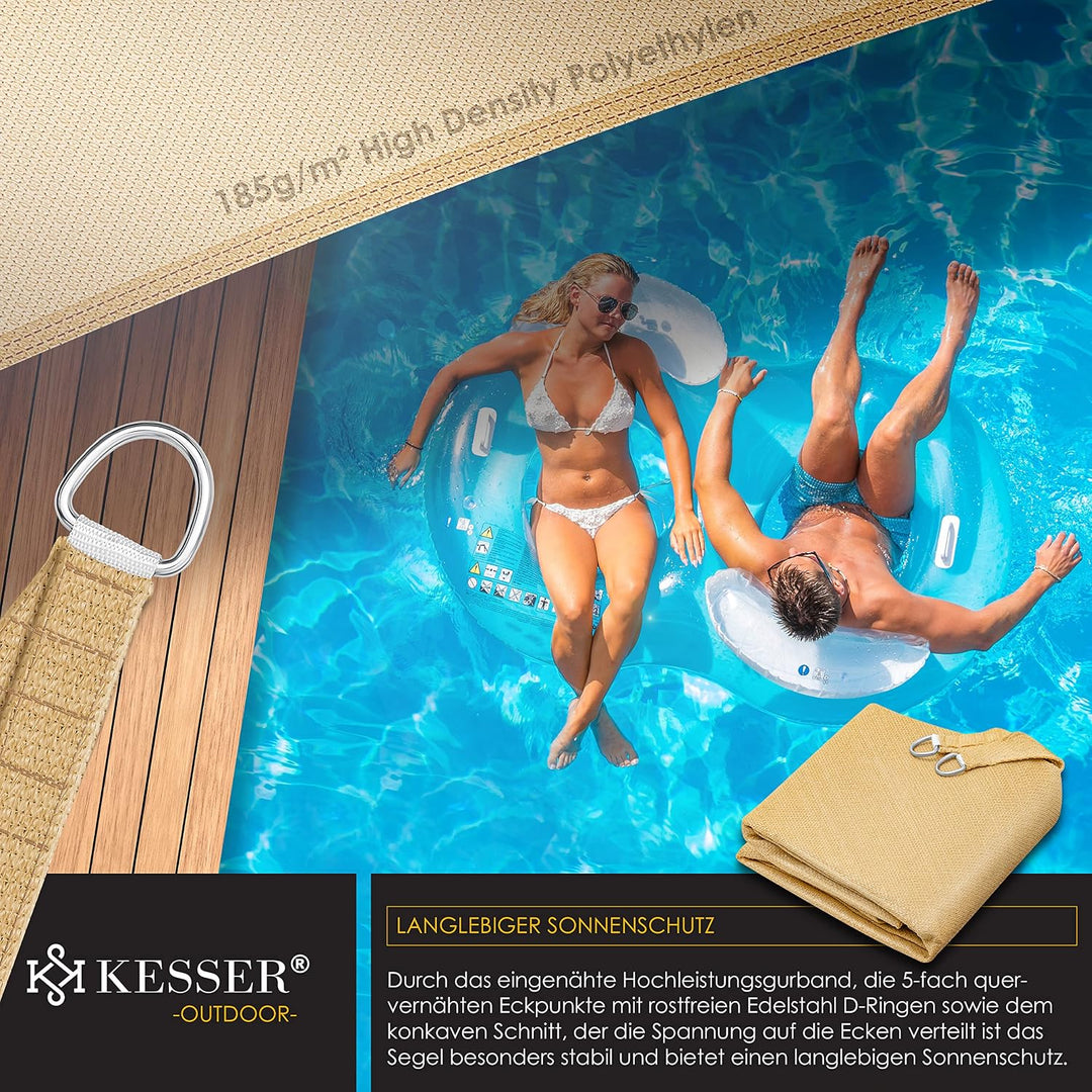 KESSER® Sonnensegel Sonnenschutz Windschutz | HDPE Gewebe | wasserabweisend &amp; windabweisend | Quadra