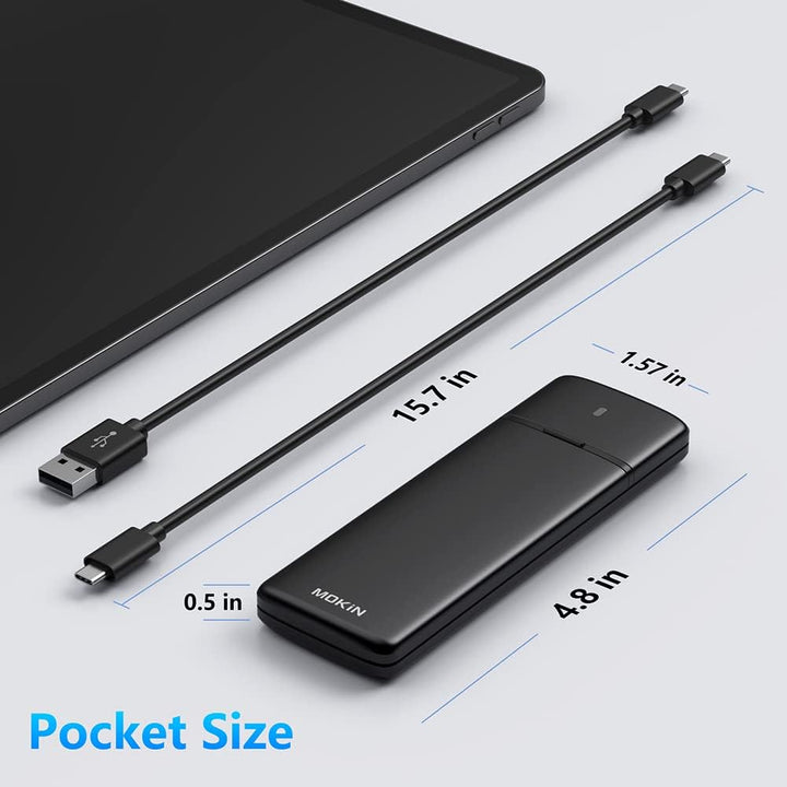 MOKiN M.2 NVMe SATA SSD Enclosure Adapter Tool-Free,USB 3.2 Gen2 10Gbps External to USB PCI-E 6Gbps