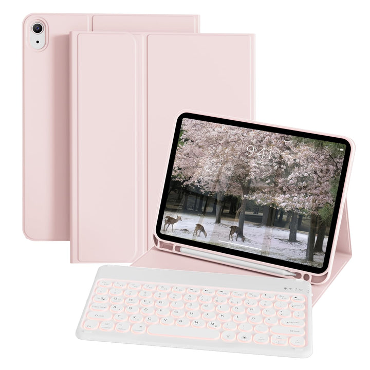 Hülle mit Tastatur für iPad A16 11/10 Generation (2025/2022, 11/10.9 Zoll), 7 Farben Beleuchtete Abn
