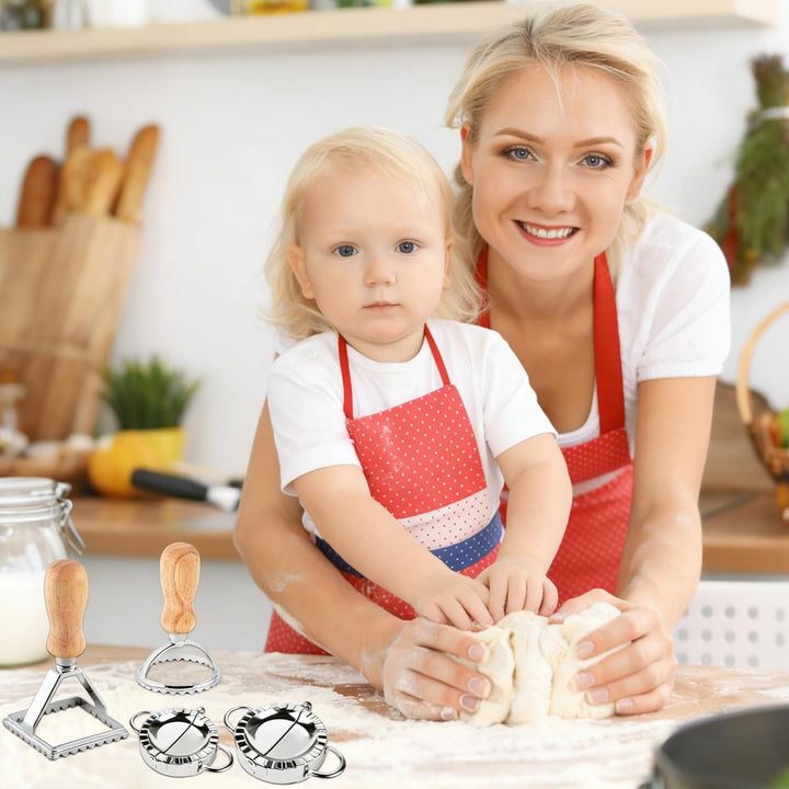 8 Stück Ravioli Former Set, Edelstahl Dumpling, Mit Ravioli Maker Ausstecher und Teigrädchen Teigtas