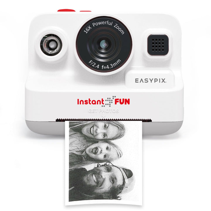 Easypix InstantFUN Sofortbildkamera, kreativer Fotospass für Erwachsene und Kinder, Schwarz-Weiss-Th