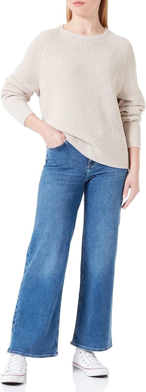 Marc O'Polo Damen Strickpullover aus Bio-Baumwolle mit Rundhalsausschnitt XXS Weiss, XXS Weiss