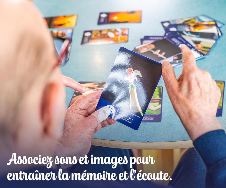 Fuzeau - Memory-Spiel für Senioren – Hören ist EIN Spiel – Musikbox mit 40 Sounds und Bildern – Übun
