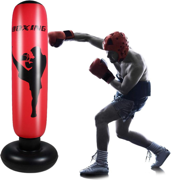 Haokaini 170Cm Aufblasbare Freistehende Box Boxsack Fitness Boxsack Stressabbau Sandsäcke Ziel Turm