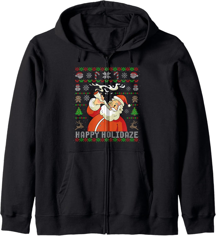 Ugly Christmas Happy Holidaze Marihuana Weed Geschenk Kapuzenjacke