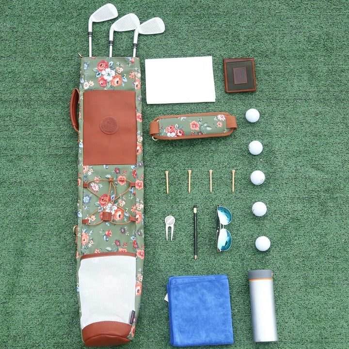 Tourbon Wasserdichte Segeltuch-Leder-Golftasche für Damen - Grün - Golf - Damen, Golferinnen - Golfs