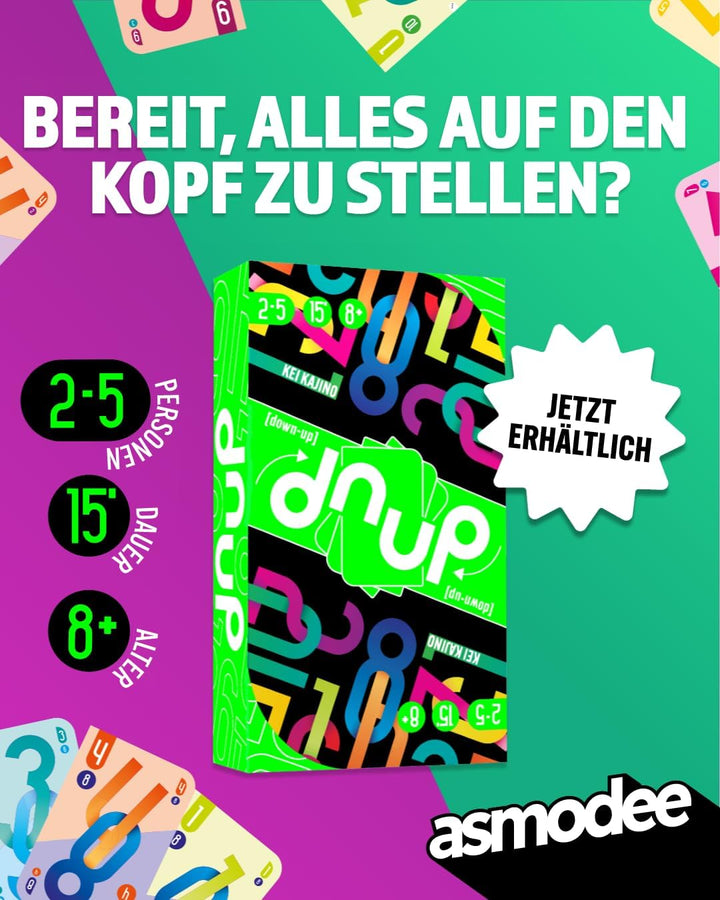 Asmodee, dnup, schnelles Familienspiel für 2-5 Spieler ab 8 Jahren, Das Kartenspiel, das Alles auf d