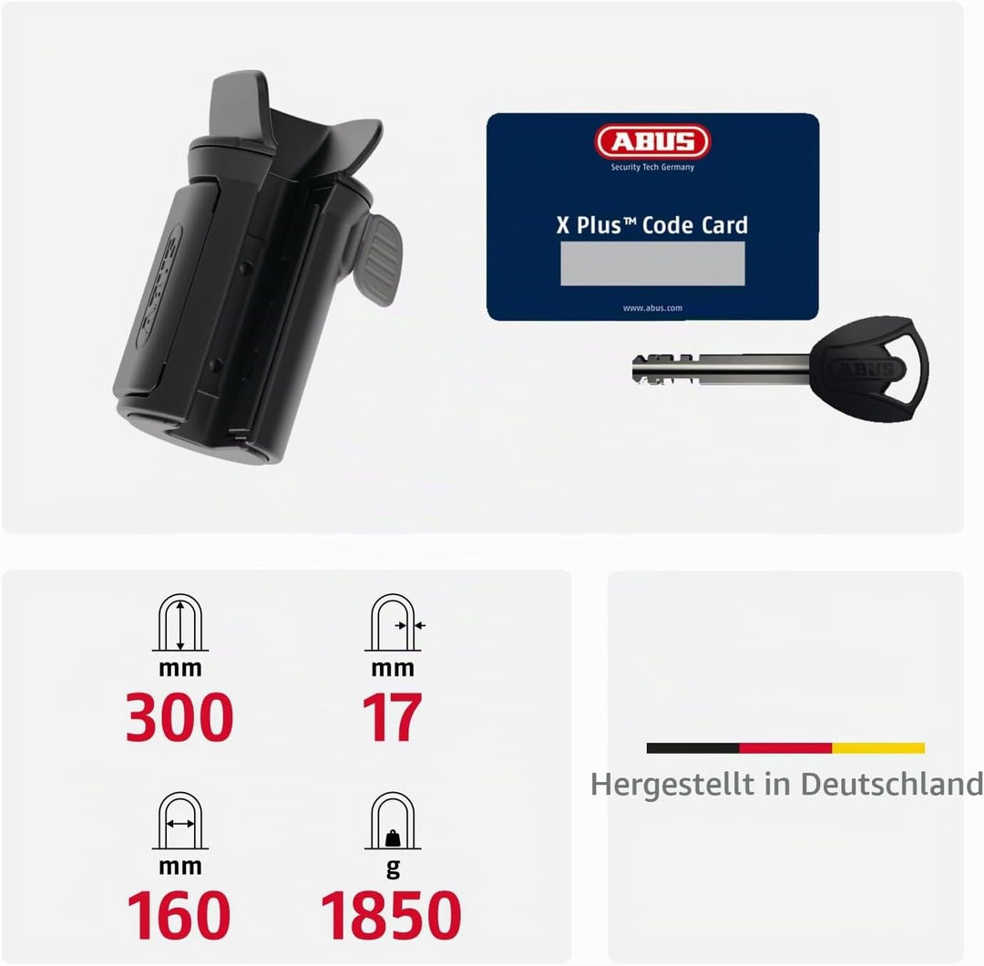 ABUS Bügelschloss Granit XPlus 540 + SH B-Halterung - Fahrradschloss mit XPlus Zylinder als Manipula