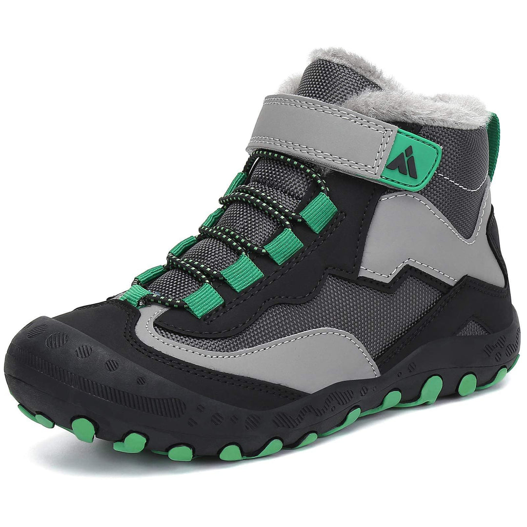 Mishansha Kinder Winterschuhe Gefüttert Winterstiefel für Jungen Mädchen Gr.24-38 25 EU Schwarz Grau