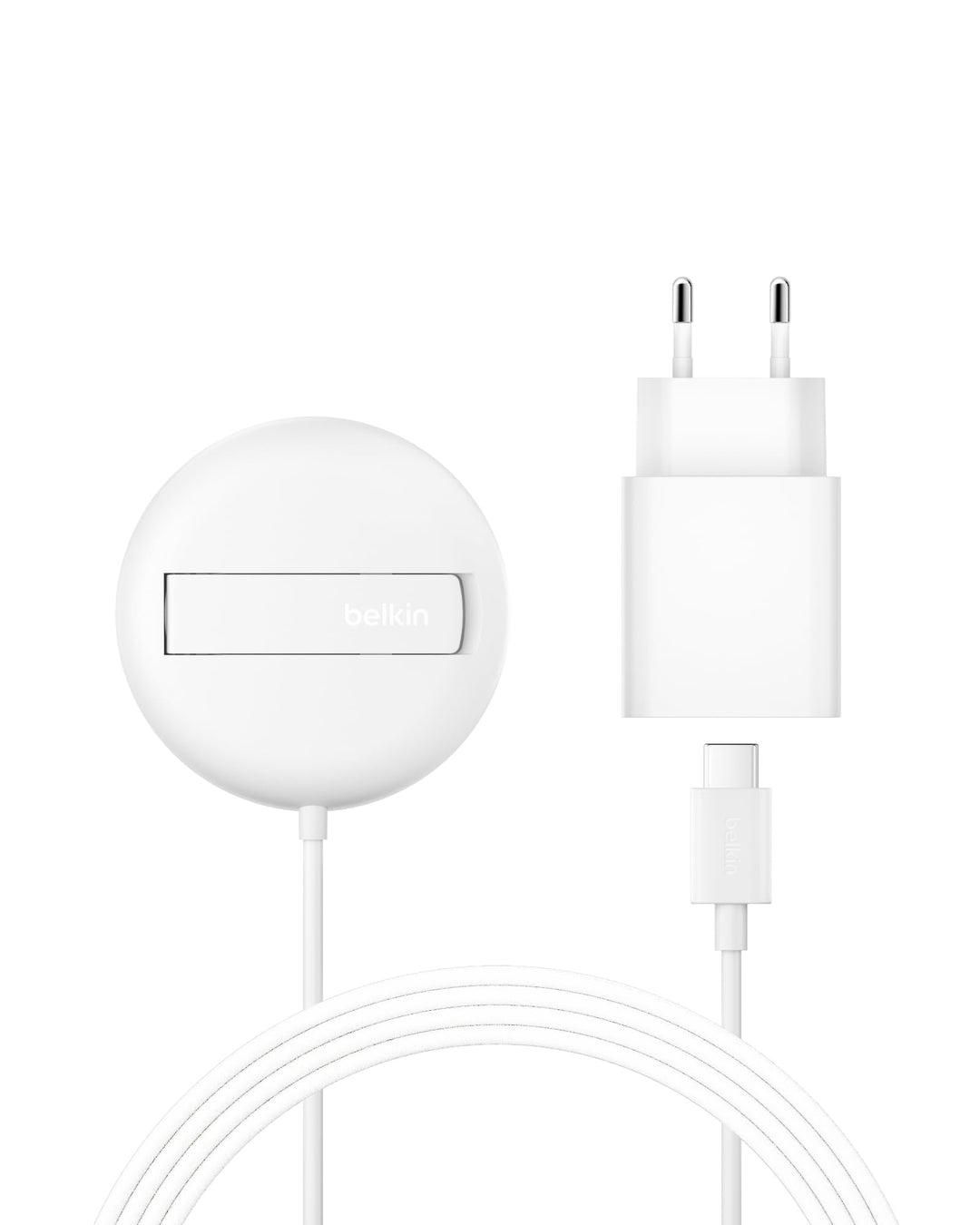 Belkin Magnetisches Kabelloses Ladegerät (15W) mit Ständer – zertifiziertes MagSafe Ladegerät, Qi2 L